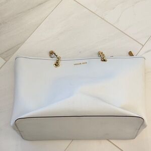 Michael Kors Cream Tote with Gold Accents